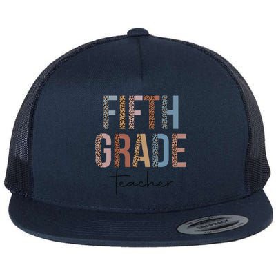 Hello Fifth Grade Leopard First Day Of School Teacher Tees Flat Bill Trucker Hat