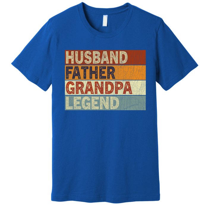 Husband Father Grandpa Legend Retro Vintage Fathers Day Great Gift Premium T-Shirt