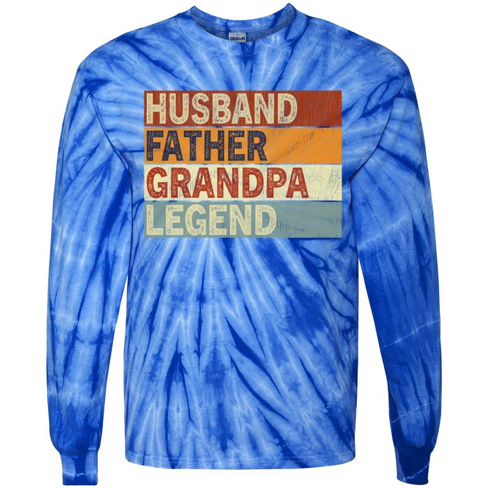 Husband Father Grandpa Legend Retro Vintage Fathers Day Great Gift Tie-Dye Long Sleeve Shirt