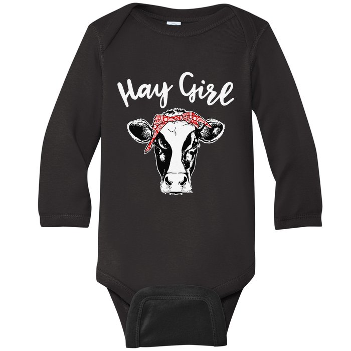 Hay  Farmer Gift Cattle funny Cow Lovers Baby Long Sleeve Bodysuit