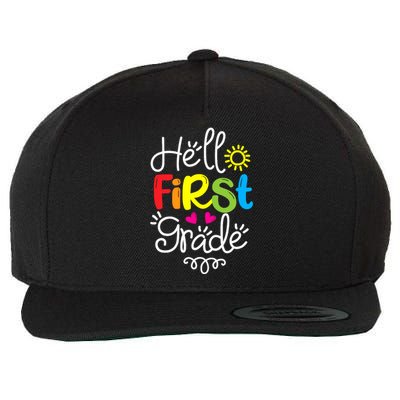 Hello First Grade Fun 1st Grade Back to School Gift Wool Snapback Cap