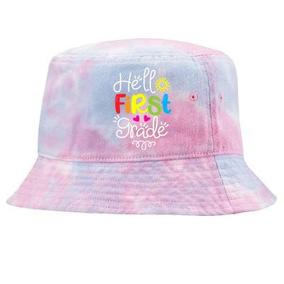 Hello First Grade Fun 1st Grade Back to School Gift Tie-Dyed Bucket Hat