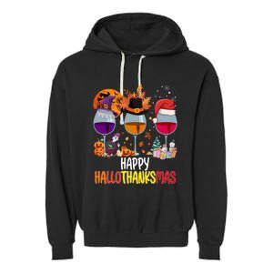 Hallothanksmas Funny Graphic Plus Size Garment-Dyed Fleece Hoodie