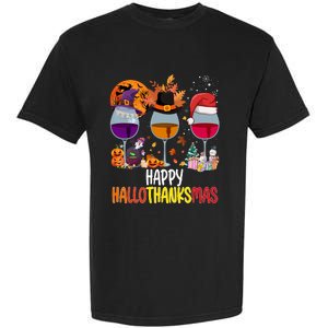 Hallothanksmas Funny Graphic Plus Size Garment-Dyed Heavyweight T-Shirt