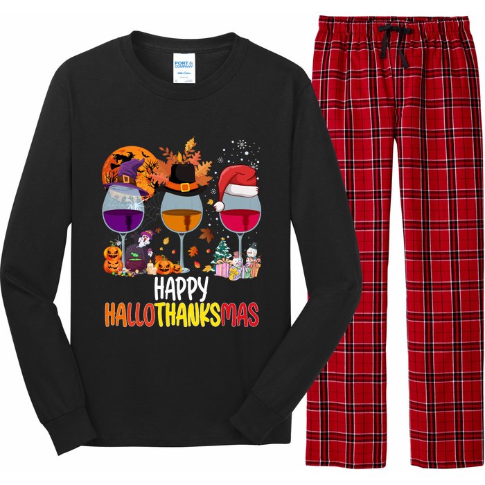 Hallothanksmas Funny Graphic Plus Size Long Sleeve Pajama Set