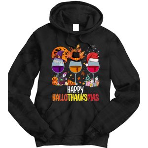 Hallothanksmas Funny Graphic Plus Size Tie Dye Hoodie