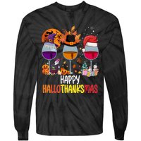 Hallothanksmas Funny Graphic Plus Size Tie-Dye Long Sleeve Shirt