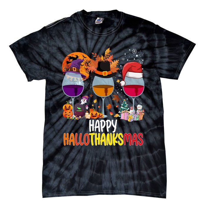 Hallothanksmas Funny Graphic Plus Size Tie-Dye T-Shirt