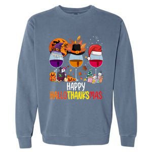 Hallothanksmas Funny Graphic Plus Size Garment-Dyed Sweatshirt