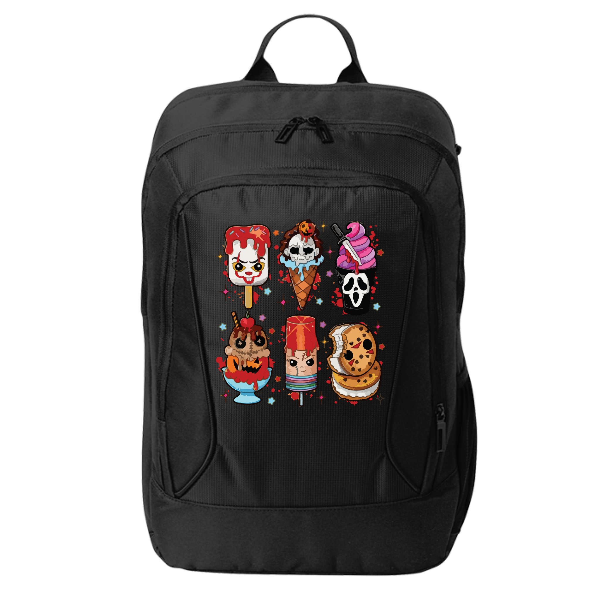 Horror Fan Gift Horror Ice Cream Dripping Ice Cream City Backpack