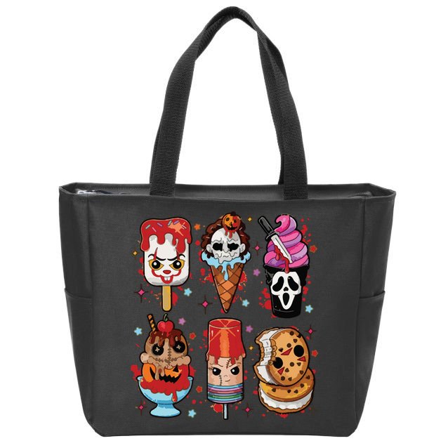 Horror Fan Gift Horror Ice Cream Dripping Ice Cream Zip Tote Bag