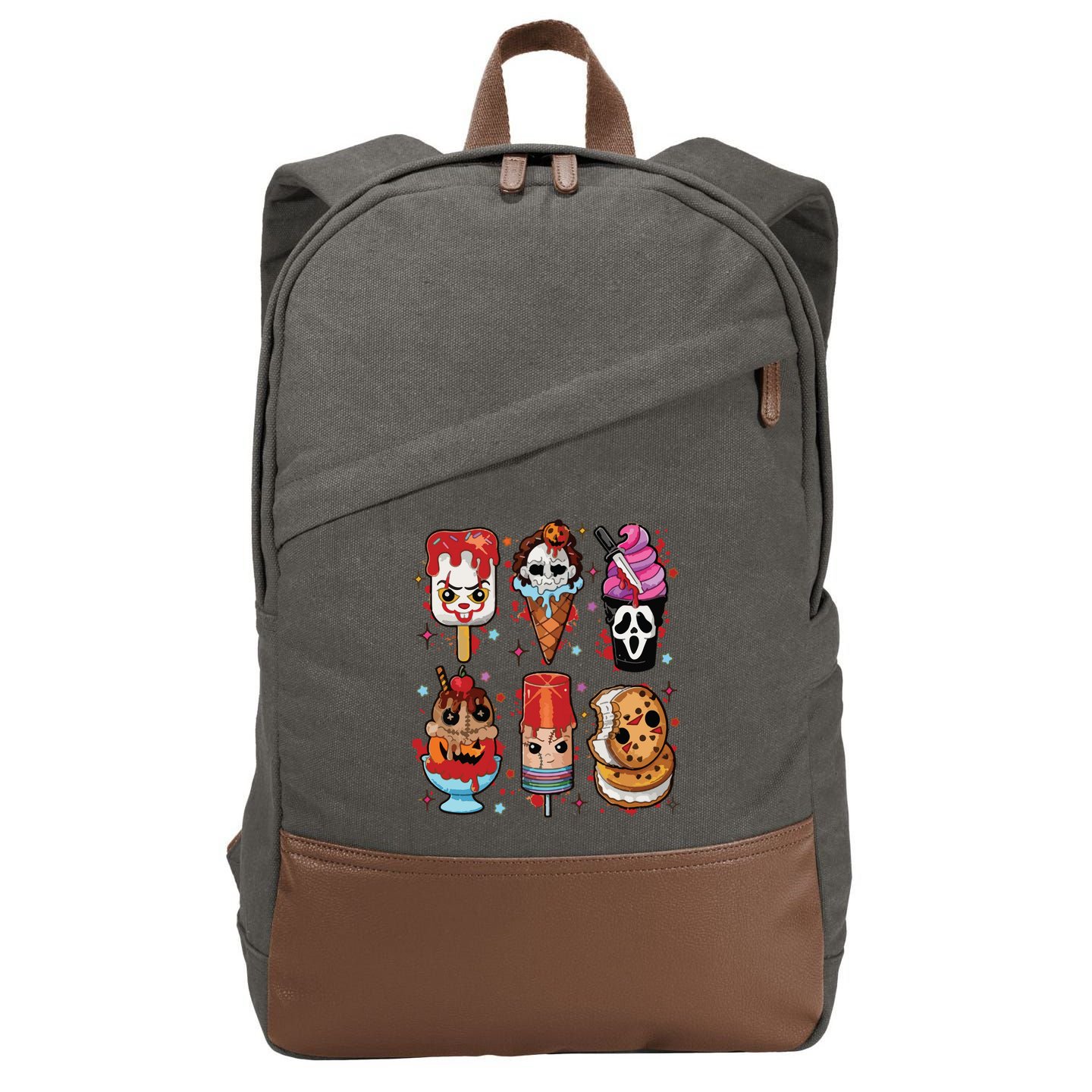 Horror Fan Gift Horror Ice Cream Dripping Ice Cream Cotton Canvas Backpack