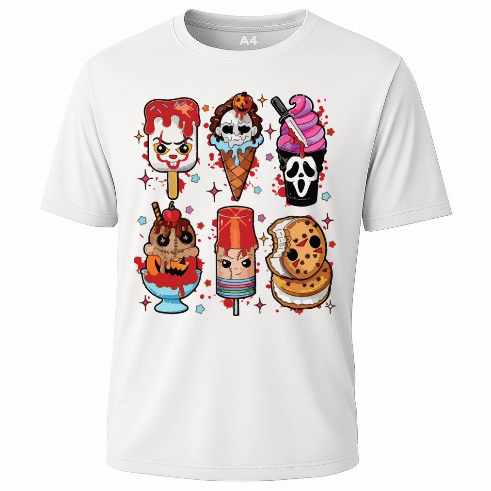 Horror Fan Gift Horror Ice Cream Dripping Ice Cream Cooling Performance Crew T-Shirt