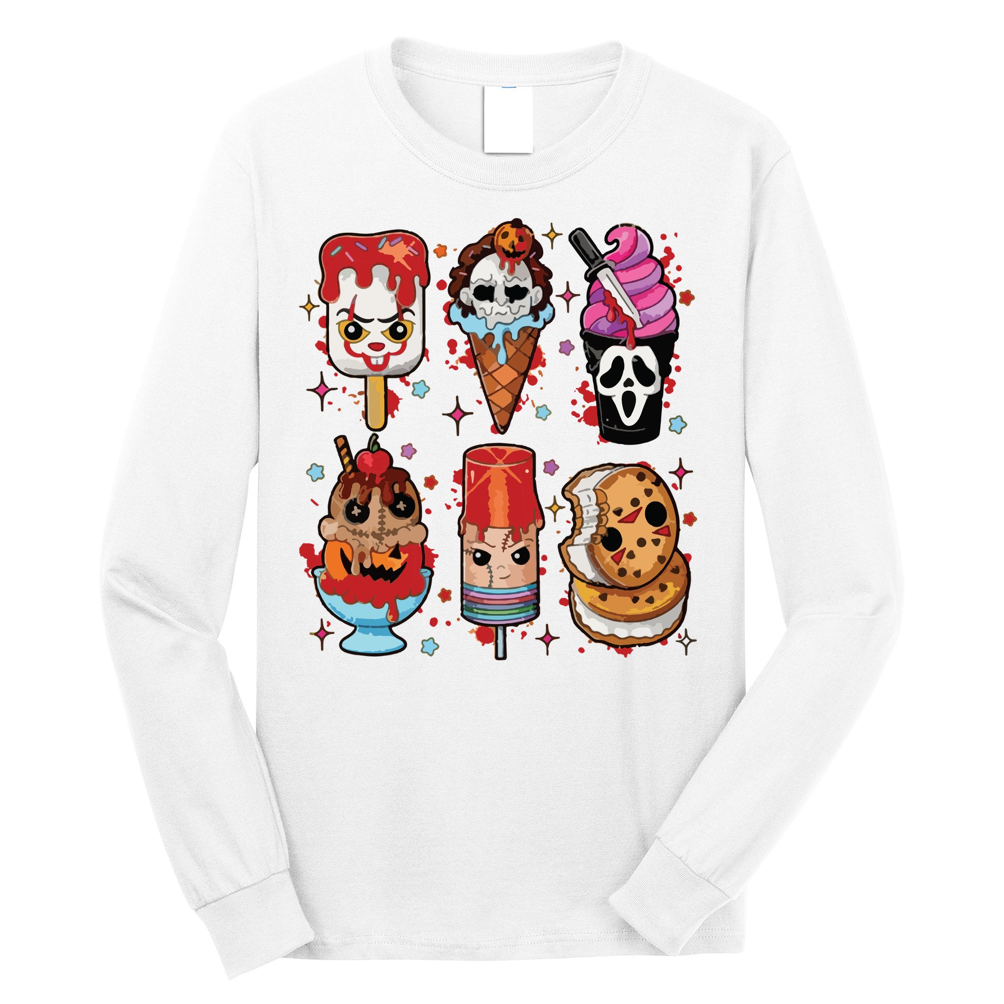 Horror Fan Gift Horror Ice Cream Dripping Ice Cream Long Sleeve Shirt