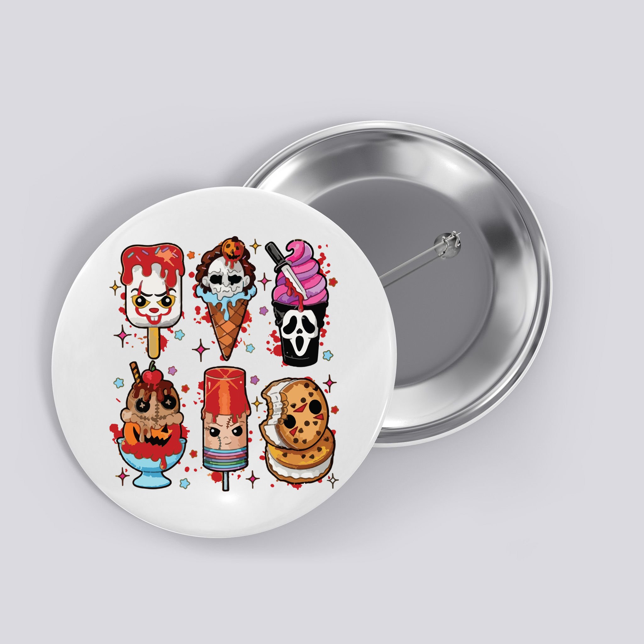Horror Fan Gift Horror Ice Cream Dripping Ice Cream Button