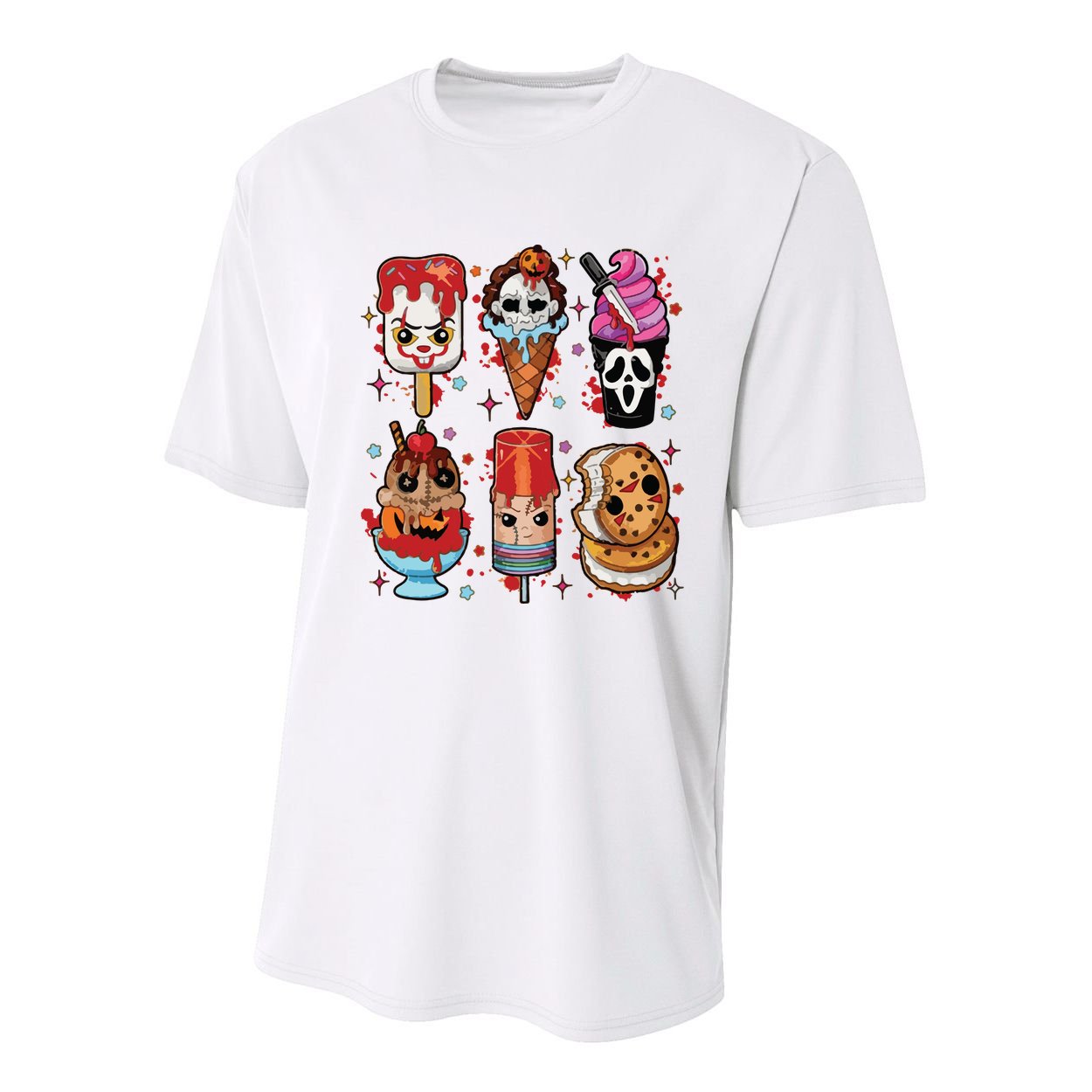 Horror Fan Gift Horror Ice Cream Dripping Ice Cream Youth Performance Sprint T-Shirt