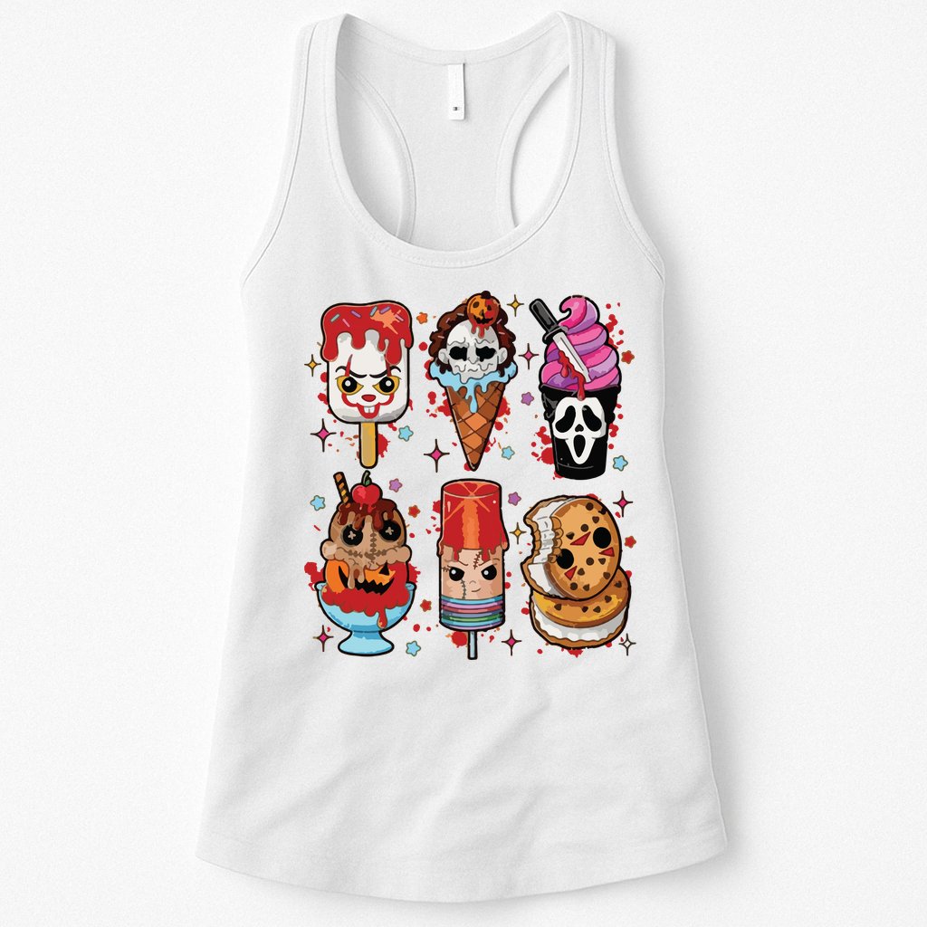 Horror Fan Gift Horror Ice Cream Dripping Ice Cream Womens Tank Top