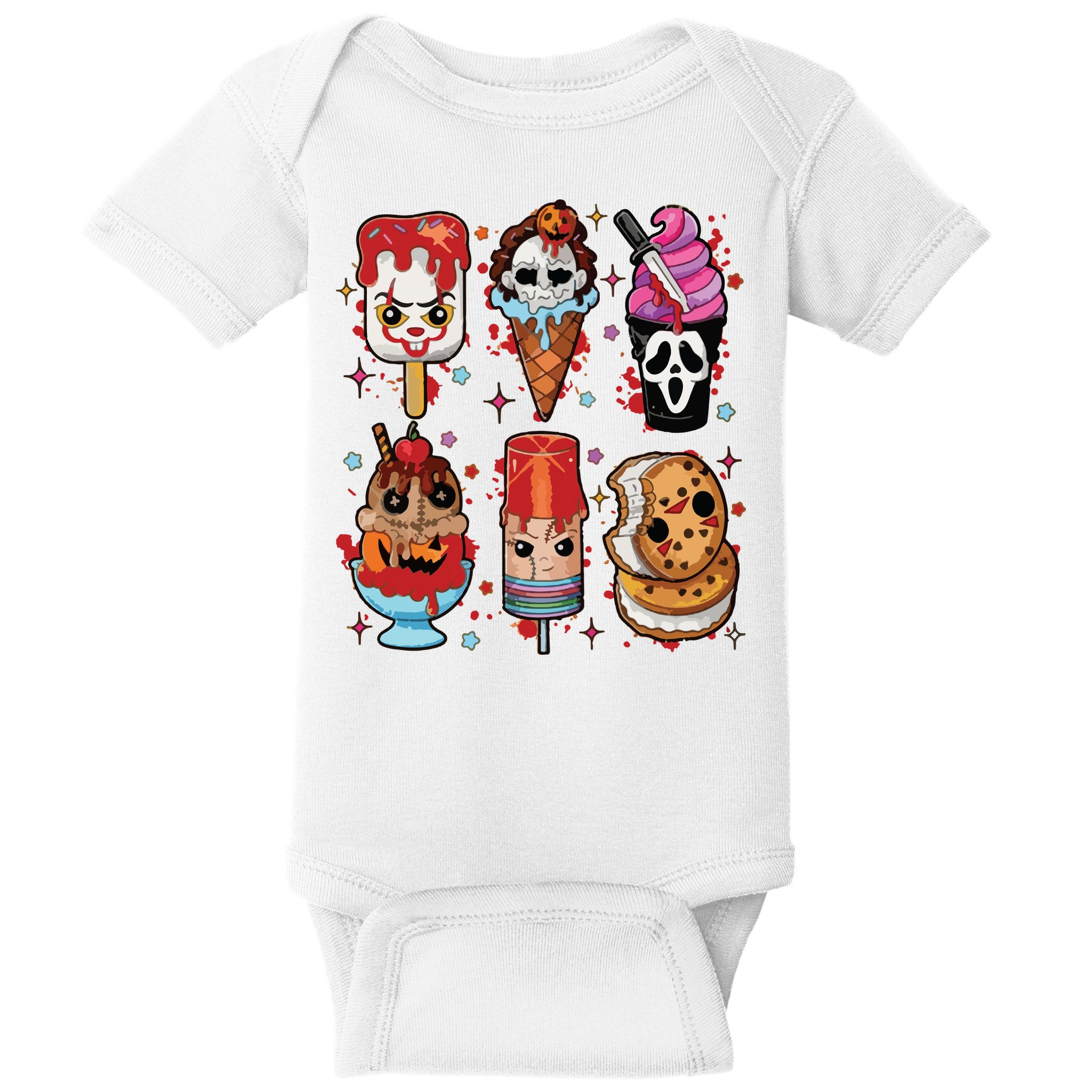 Horror Fan Gift Horror Ice Cream Dripping Ice Cream Baby Bodysuit