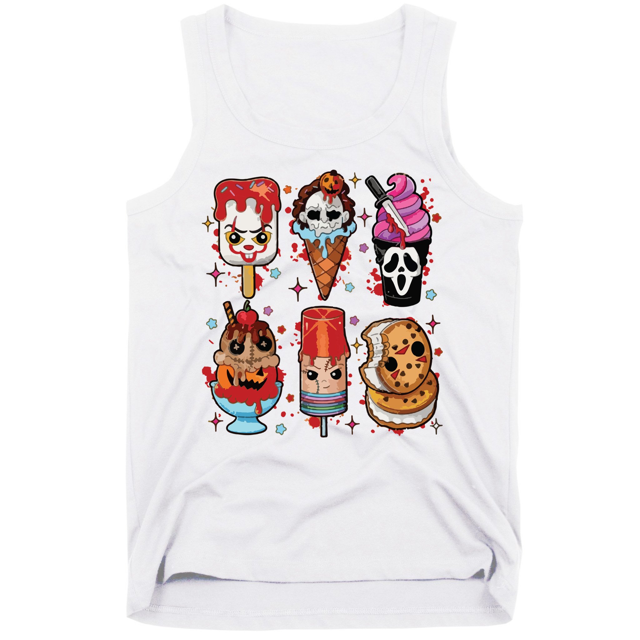 Horror Fan Gift Horror Ice Cream Dripping Ice Cream Tank Top