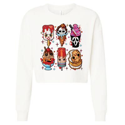 Horror Fan Gift Horror Ice Cream Dripping Ice Cream Cropped Pullover Crew