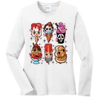 Horror Fan Gift Horror Ice Cream Dripping Ice Cream Ladies Long Sleeve Shirt