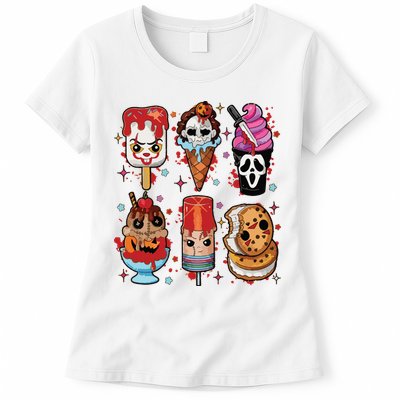 Horror Fan Gift Horror Ice Cream Dripping Ice Cream Womens T-Shirt