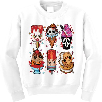 Horror Fan Gift Horror Ice Cream Dripping Ice Cream Kids Sweatshirt