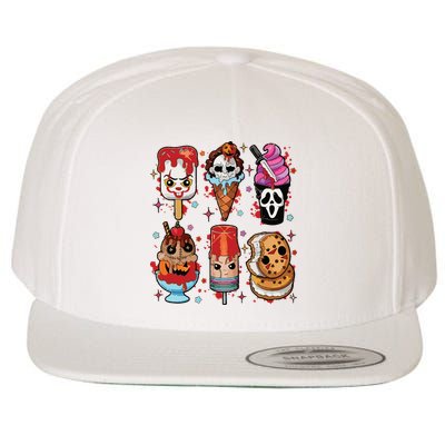 Horror Fan Gift Horror Ice Cream Dripping Ice Cream Wool Snapback Cap
