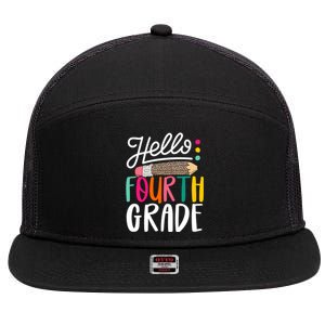 Hello Fourth Grade Leopard Pencil Team 4Th Grade Teacher Meaningful Gift 7 Panel Mesh Trucker Snapback Hat