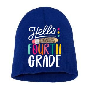 Hello Fourth Grade Leopard Pencil Team 4Th Grade Teacher Meaningful Gift Short Acrylic Beanie