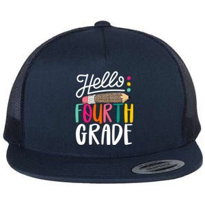 Hello Fourth Grade Leopard Pencil Team 4Th Grade Teacher Meaningful Gift Flat Bill Trucker Hat