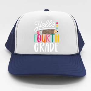 Hello Fourth Grade Leopard Pencil Team 4Th Grade Teacher Meaningful Gift Trucker Hat