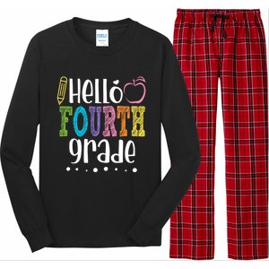 Hello Fourth Grade Pencil Back To School 4Th Grade Teacher Gift Long Sleeve Pajama Set