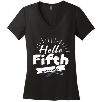 Hello Fifth Grade Women's V-Neck T-Shirt