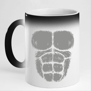 Halloween Funny Gorilla Monkey Belly Chest Costume 11oz Black Color Changing Mug