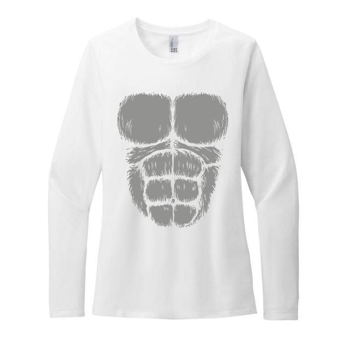 Halloween Funny Gorilla Monkey Belly Chest Costume Womens CVC Long Sleeve Shirt