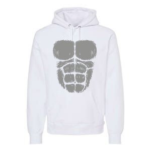 Halloween Funny Gorilla Monkey Belly Chest Costume Premium Hoodie