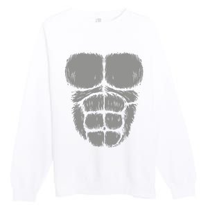 Halloween Funny Gorilla Monkey Belly Chest Costume Premium Crewneck Sweatshirt