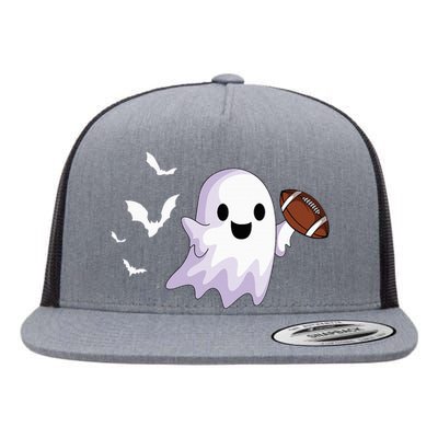 Halloween Football Ghost Playing All Hallows Day Flat Bill Trucker Hat