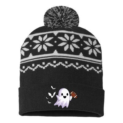 Halloween Football Ghost Playing All Hallows Day USA-Made Snowflake Beanie