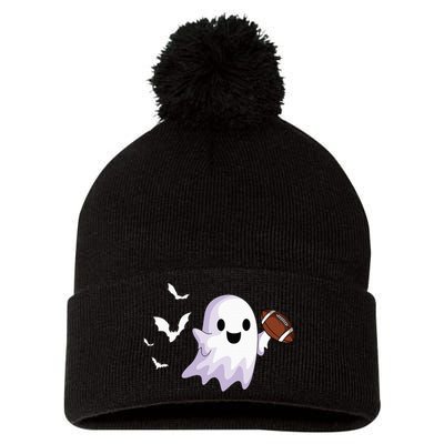 Halloween Football Ghost Playing All Hallows Day Pom Pom 12in Knit Beanie