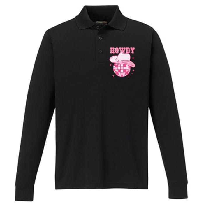 Howdy Fourth Grade Disco Cowboy Back To School Teacher Performance Long Sleeve Polo