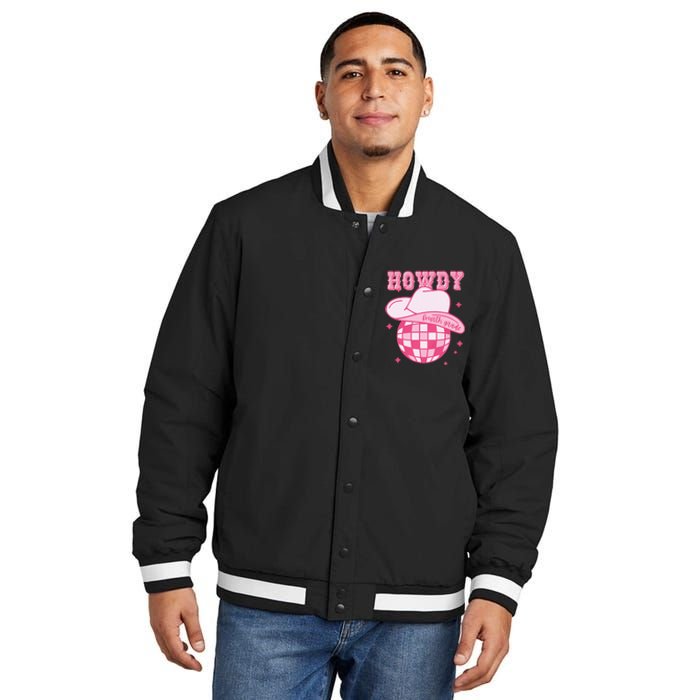 Howdy Fourth Grade Disco Cowboy Back To School Teacher Insulated Varsity Jacket