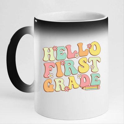 Hello First Grade Team 1st Grade Teacher Girl Back To School 11oz Black Color Changing Mug