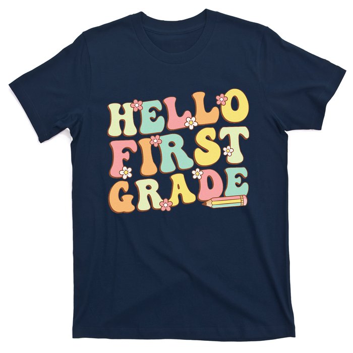 Hello First Grade Team 1st Grade Teacher Girl Back To School T-Shirt