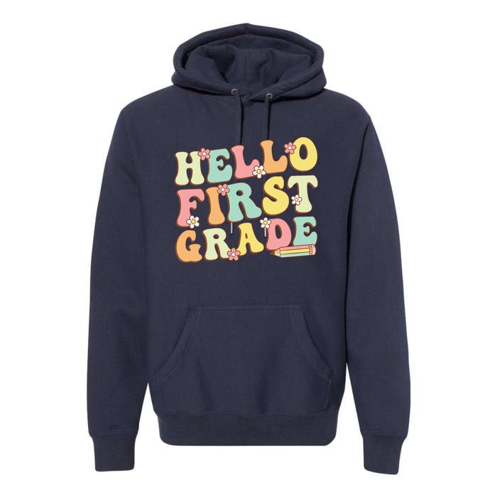 Hello First Grade Team 1st Grade Teacher Girl Back To School Premium Hoodie