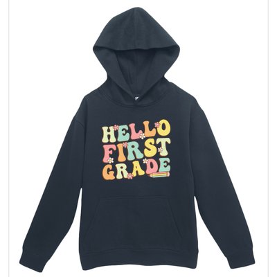 Hello First Grade Team 1st Grade Teacher Girl Back To School Urban Pullover Hoodie