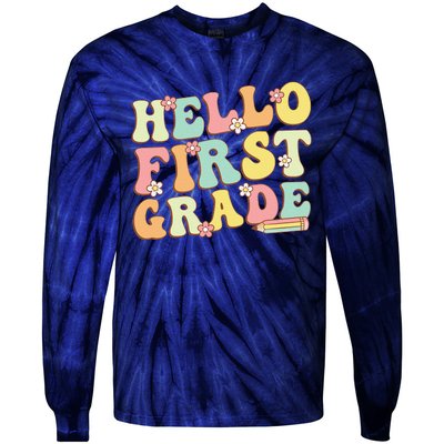 Hello First Grade Team 1st Grade Teacher Girl Back To School Tie-Dye Long Sleeve Shirt