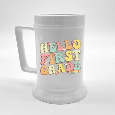 Hello First Grade Team 1st Grade Teacher Girl Back To School Beer Stein