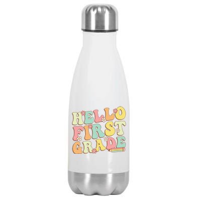 Hello First Grade Team 1st Grade Teacher Girl Back To School Stainless Steel Insulated Water Bottle